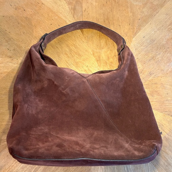 Sundance Origami Italian Suede Bag - Brown, zip pockets inside and out. EUC - Picture 4 of 13